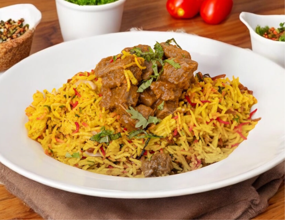 Healthy beef biryani calorie-counted Kuwaiti meal